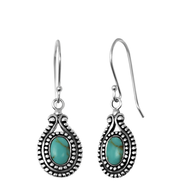 Zilveren oorbellen turquoise Bali