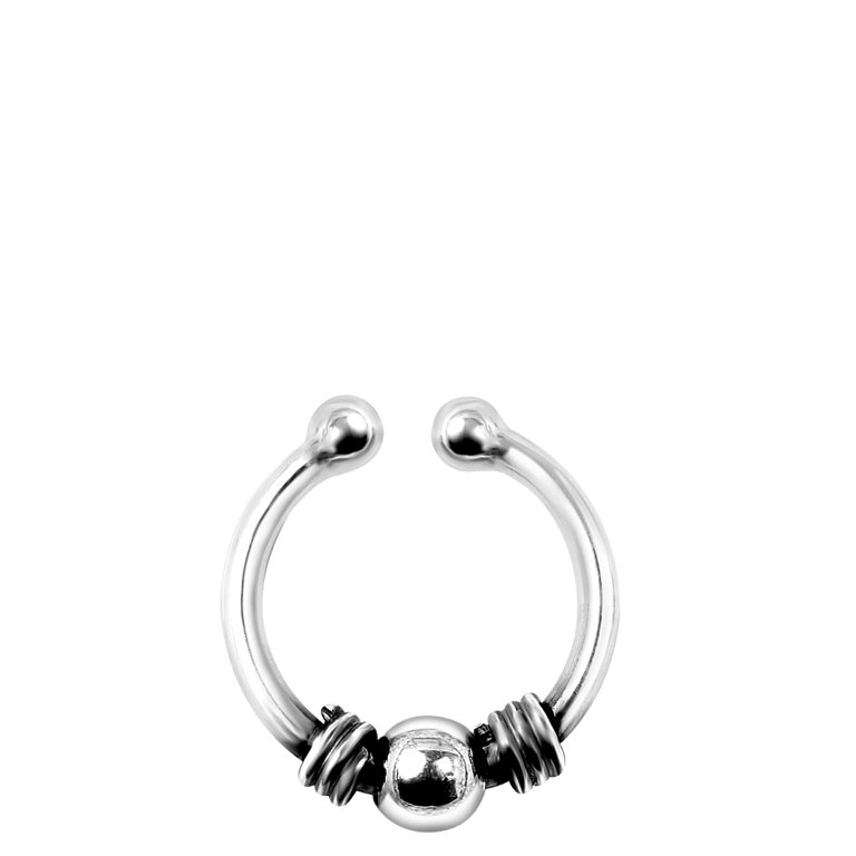 Zilveren fake piercing bewerkt 10,5mm Bali