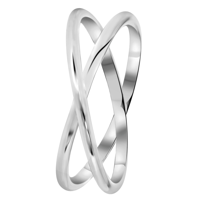 Ring aus 925 Silber, gekreuzt und rhodiniert