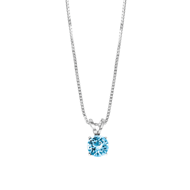 Zilveren ketting kristal aqua