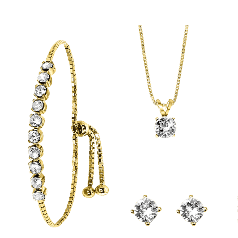 Zilveren goldplated sieradenset met Swarovski kristal voor dames