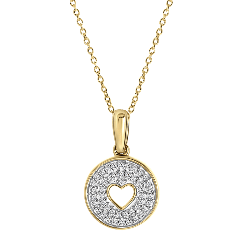 14 Karaat geelgouden ketting hart/rond 0,08ct