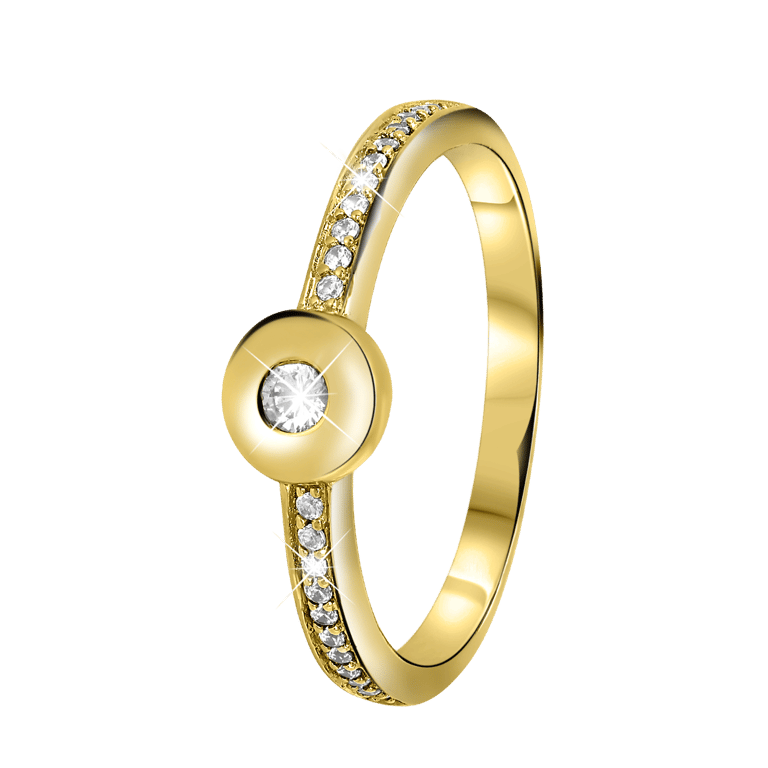 Goldplated ring met zirkonia