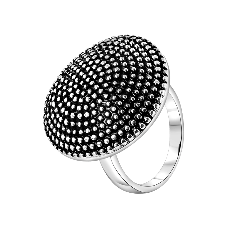 Gerecycleerd stainless steel ring rond breed zwart