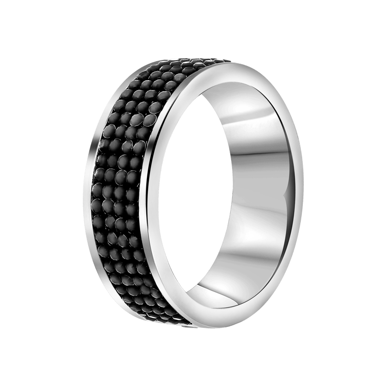 Gerecycled stainless steel ring hematite kristal