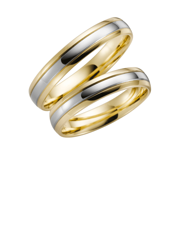 Bicolor-Trauring für Damen, 375 Gelb-/Weißgold, Flora H12