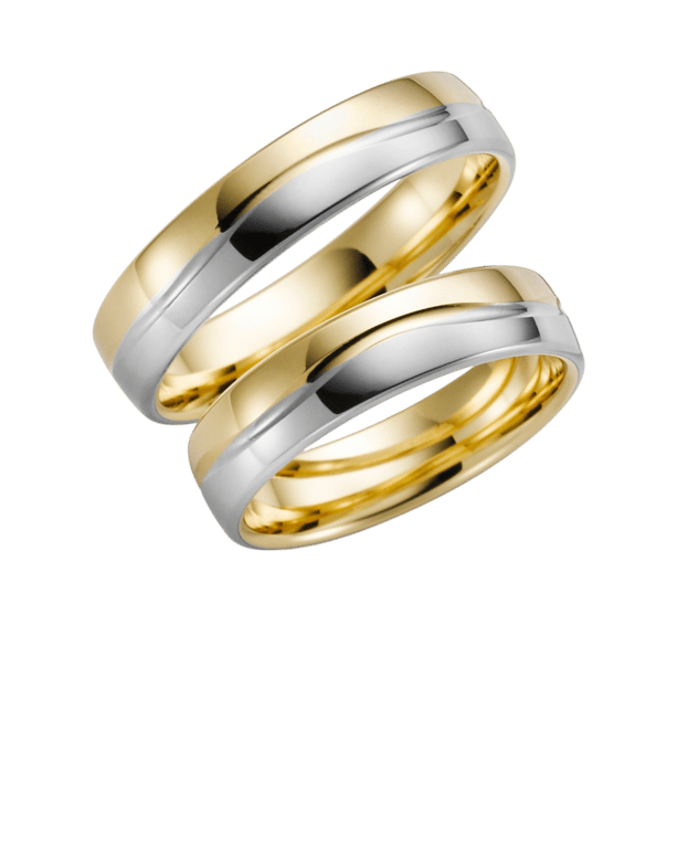 Bicolor-Trauring für Damen, 375 Gelb-/Weißgold, Schwertlilie H13