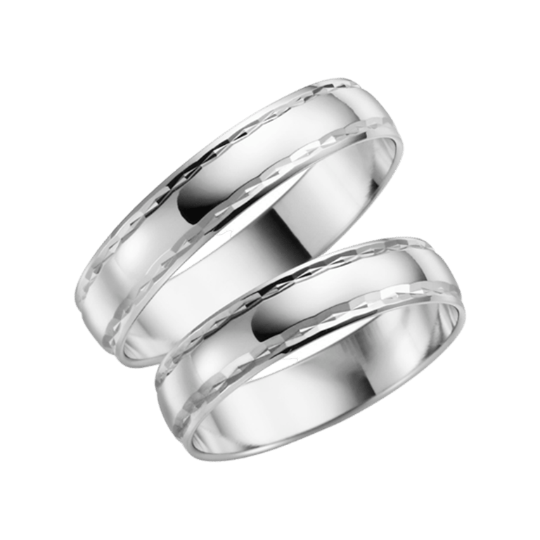 Gänseblümchen, Trauring für Damen aus 375 Weißgold, H18W