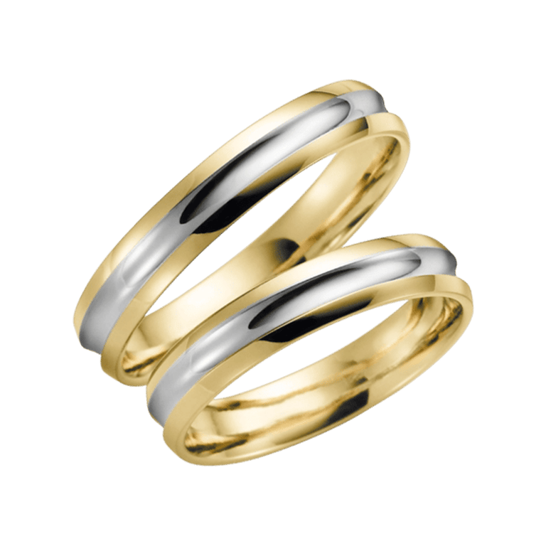 Bicolor-Trauring für Damen, 375 Gelb-/Weißgold, Mohn H38