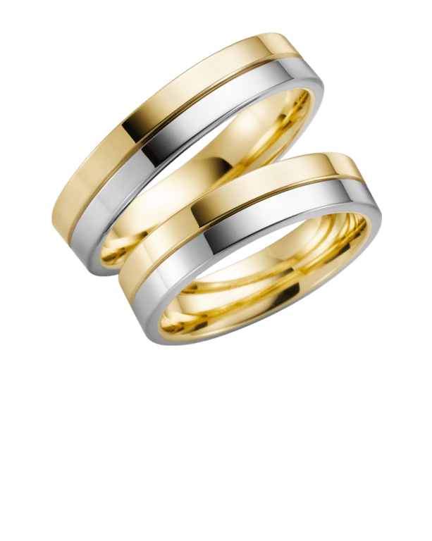 Bicolor-Trauring für Damen, 375 Gelb-/Weißgold, Orchidee H41