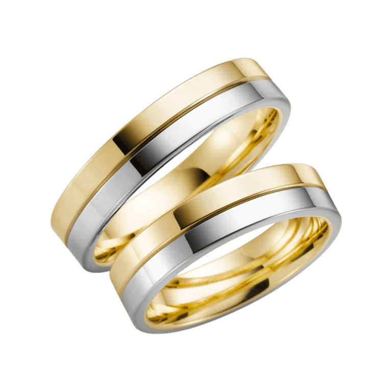 Bicolor-Trauring für Herren, 375 Gelb-/Weißgold, Orchidee H41