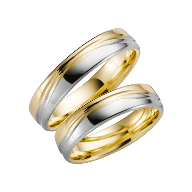 Bicolor-Trauring für Damen, 375 Gelb-/Weißgold, Dahlie H42