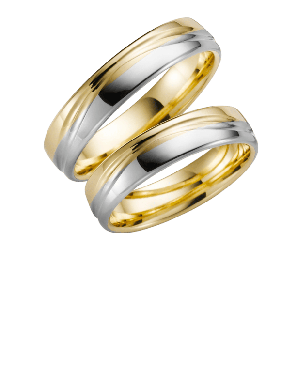 Bicolor-Trauring für Herren, 375 Gelb-/Weißgold, Dahlie H42