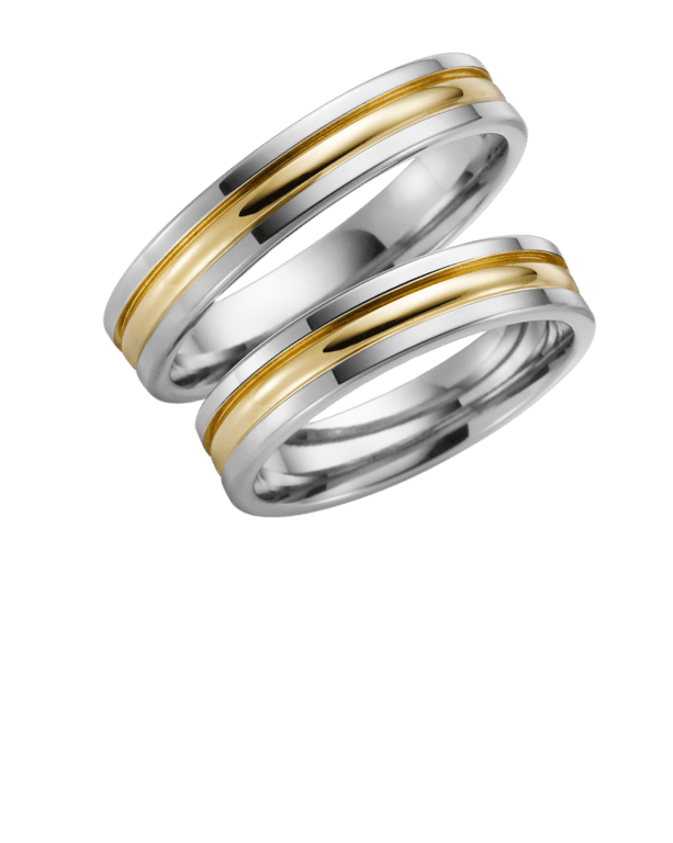 Bicolor-Trauring für Herren, 375 Weiß-/Gelbgold, Kalina H44