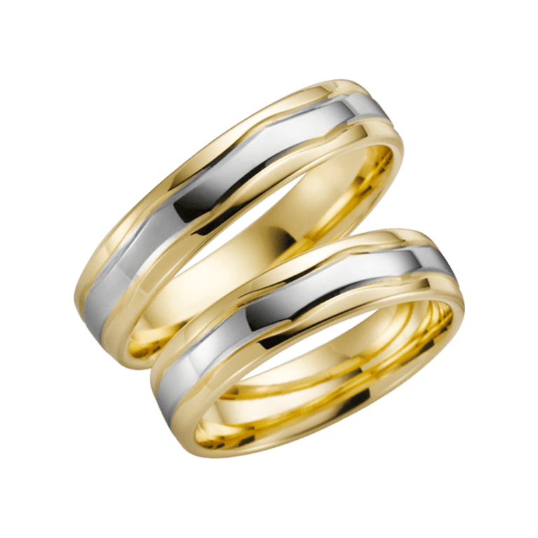 Bicolor-Trauring für Damen, 375 Gelb-/Weißgold, Prunus H45