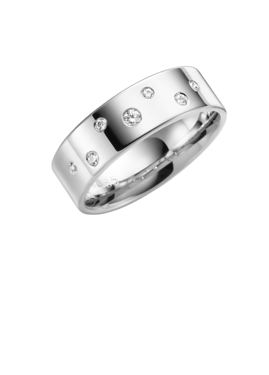 Trauring Bluebell Spots, 375 Weißgold, Diamant, H78W