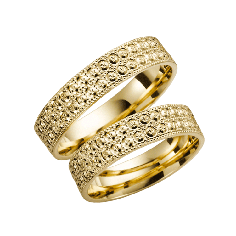 Trauring für Herren, 375 Gelbgold, Klaproos (Klatschmohn), H90