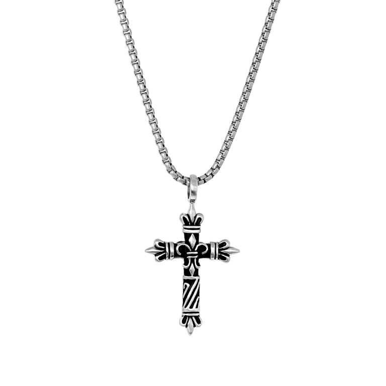 Stainless steel ketting&hanger kruis bewerkt mat voor heren