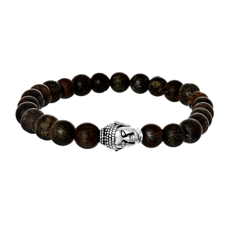 Stainless steel armband met bronzonite stenen boeddha