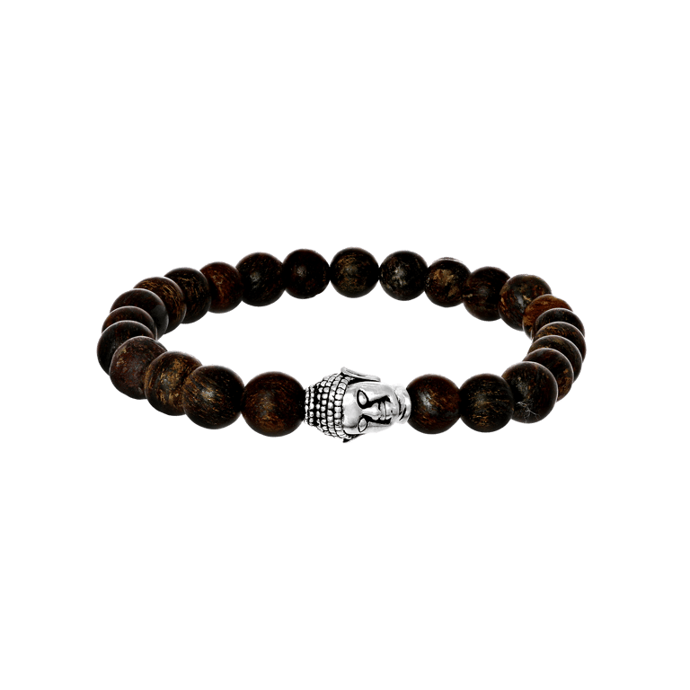 Stalen armband met bronzonite stenen boeddha