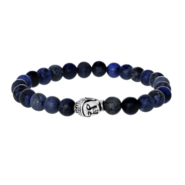 Stainless steel armband met dumortierite stenen boeddha