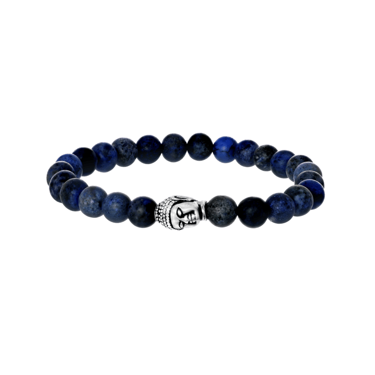 Stalen armband met dumortierite stenen boeddha