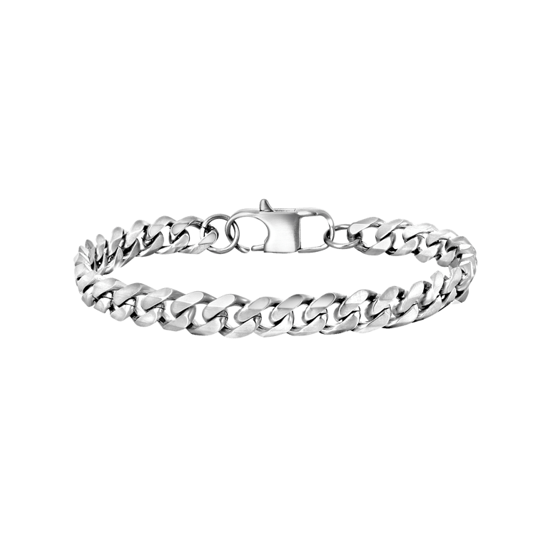 Gerecycleerd stainless steel jongensarmband gourmet schakel mat