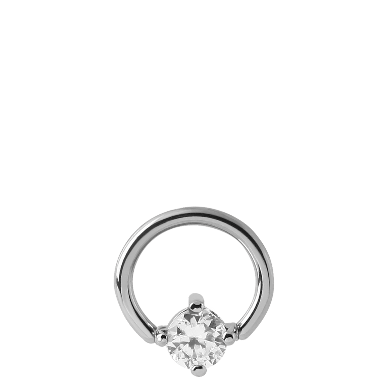 Stalen helixpiercing ring met kristal