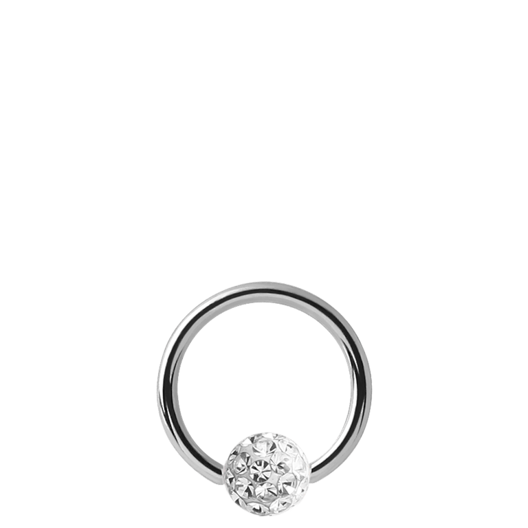 Stainless steel helixpiercing ring met kristal