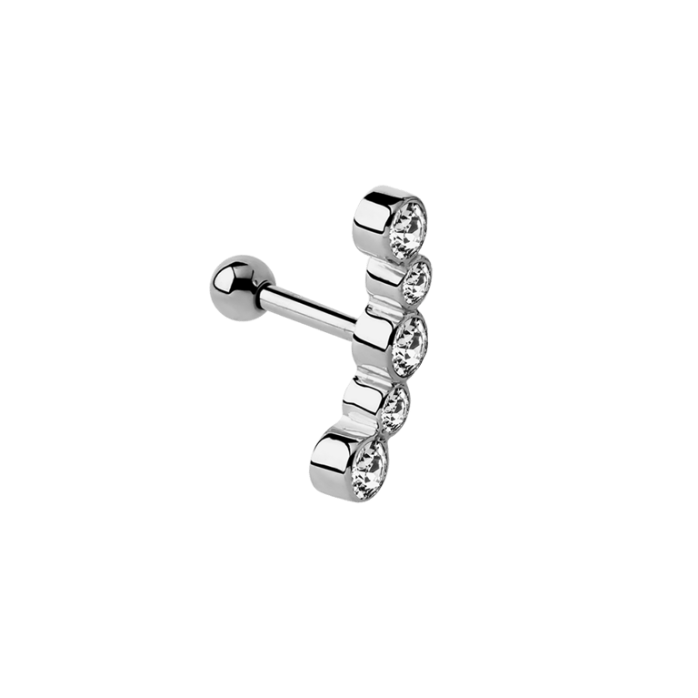 Stainless steel traguspiercing met kristal