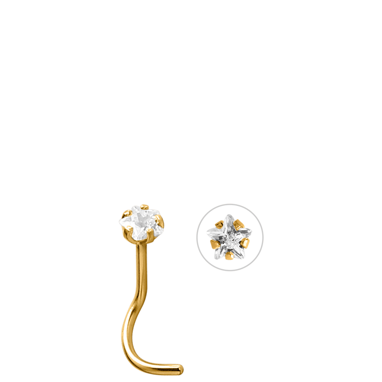 Stainless steel goldplated neuspiercing galaxy ster kristal voor dames