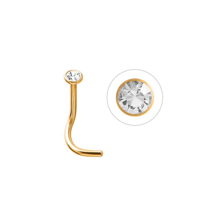 Stalen neuspiercing goldplated kristal