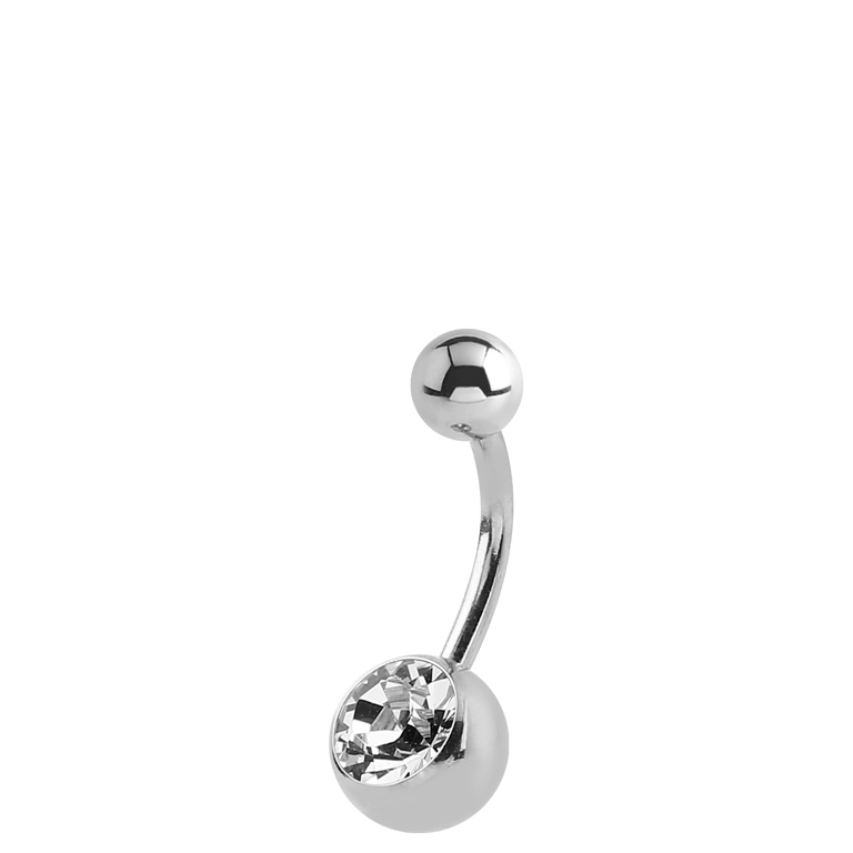 Stainless steel navelpiercing met kristal