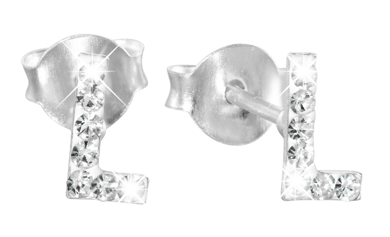 Zilveren kinderoorbellen initialen kristal