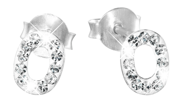 Kinderohrringe, 925 Silber, Initialen, Kristall