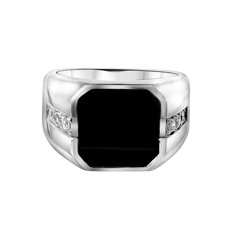 925 Silber Siegelring für Herren mit Onyx und Zirkonia