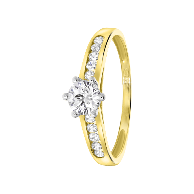 9 Karaat ring solitair met zirkonia