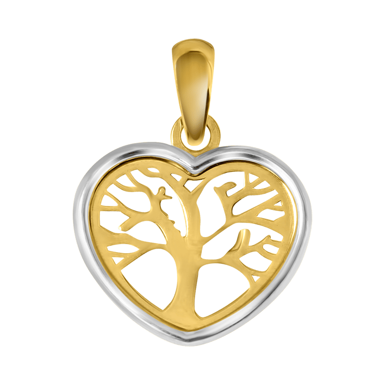Anhänger aus 375 Gold, Herz mit Lebensbaum