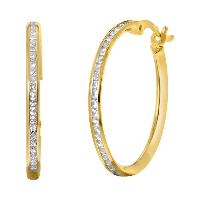 Ohrringe aus 375 Gold mit Zirkonia, 20 mm