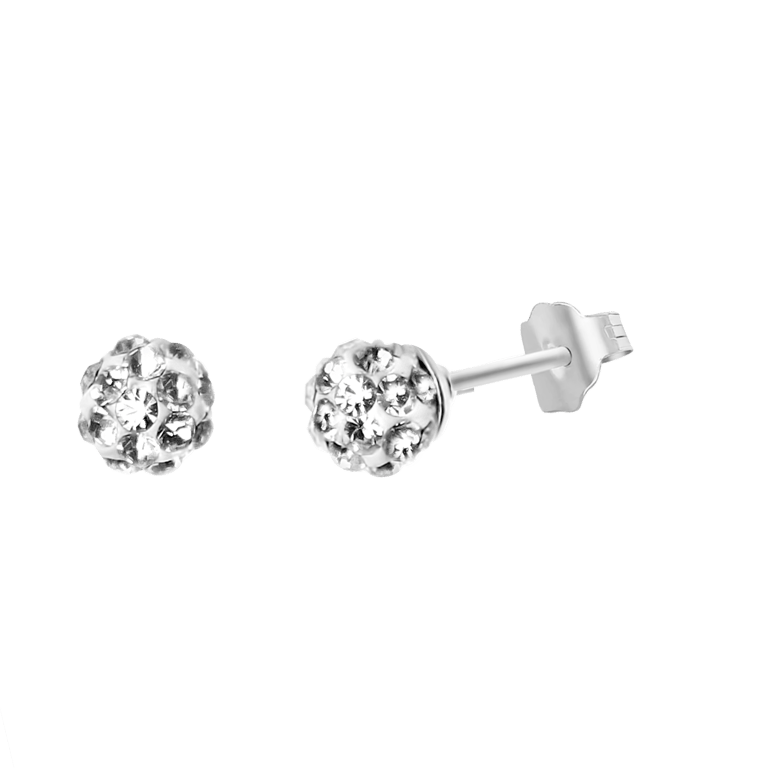 Ohrringe, 925 Silber, Kugel, Kristall
