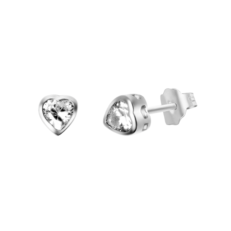 Ohrringe, 925 Silber, Herz, Zirkonia