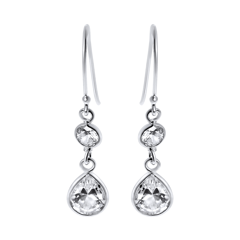 925 Silber-Ohrringe Tropfen mit Zirkonia