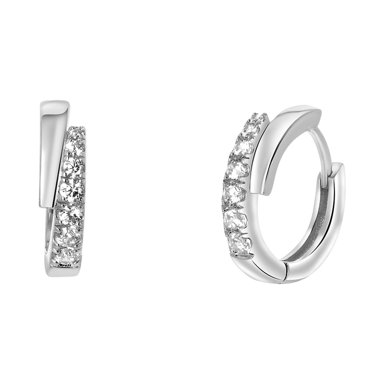 Silberne Creolen mit Zirkonia für Damen