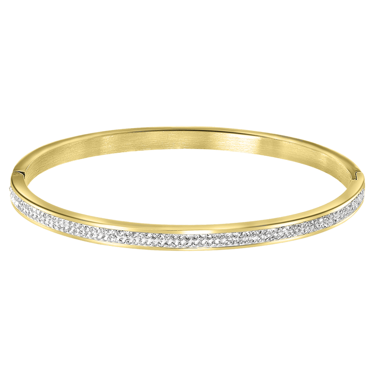 Guess stalen goldplated bangle met kristal voor dames