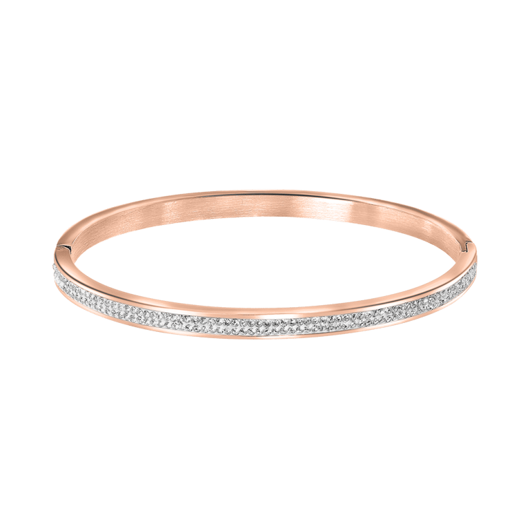 Guess stalen roséplated bangle met kristal voor dames