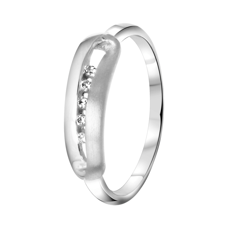 Ring, 925 Silber, matt/glänzend, mit Zirkonia