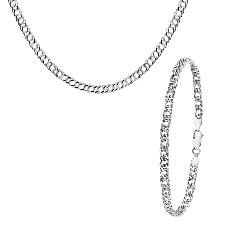 Set mit Halskette und Armband mit Gourmetgliedern aus 925 Silber