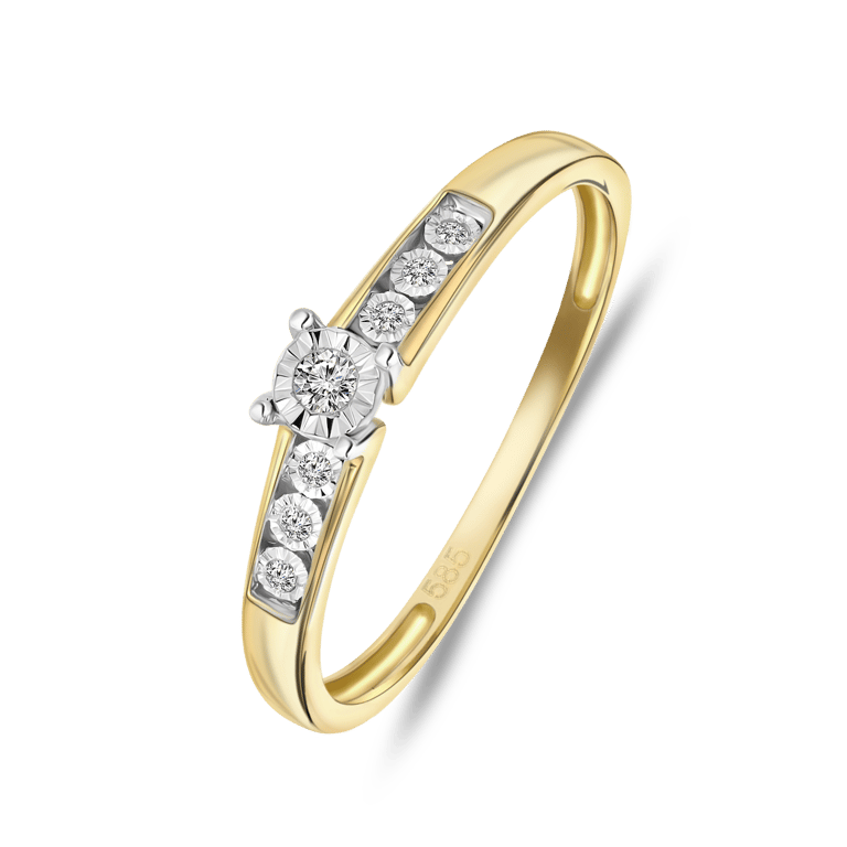 Ring, 585 Gelbgold, mit 7 Diamanten 0,05 ct