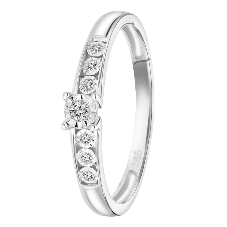 Ring, 585 Weißgold, mit 7 Diamanten 0,05 ct