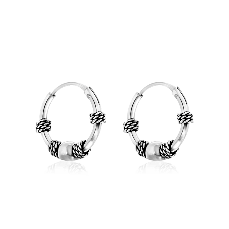 Bearbeitete Ohrringe aus 925 Silber, 12 mm, Bali